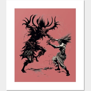 Shaman Dances with the Demon Dance of Fire and Power Posters and Art